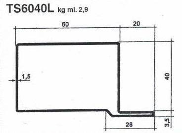 SERRAMENTO L 60X40X1,5 E190+CR2S3-R LUCIDO